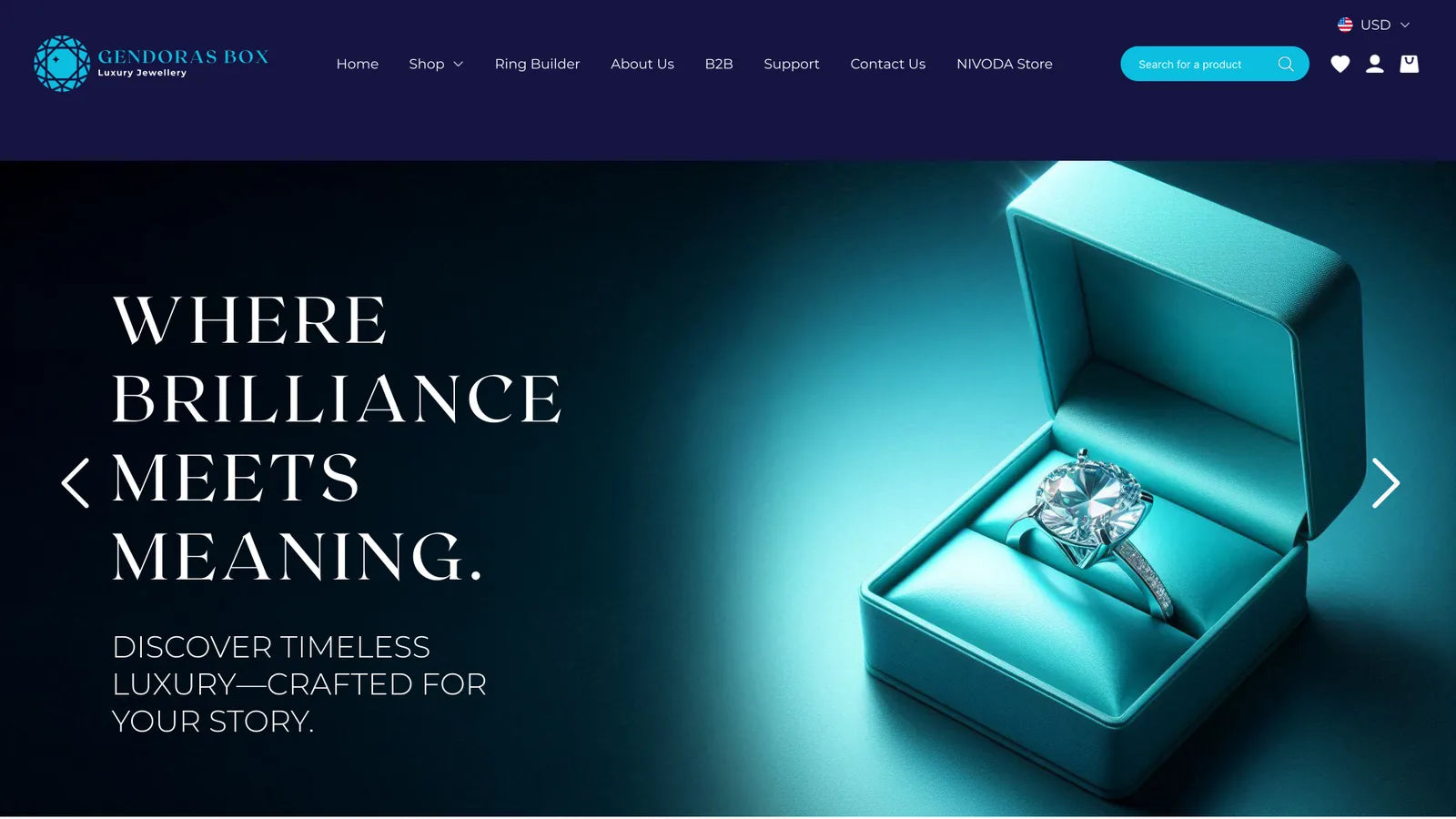 The Gendoras Box homepage on desktop
