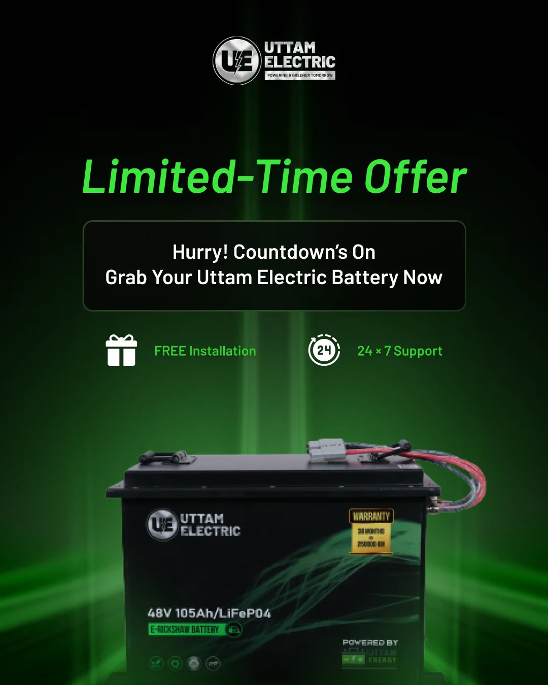 Uttam Electric limited-time offer social post