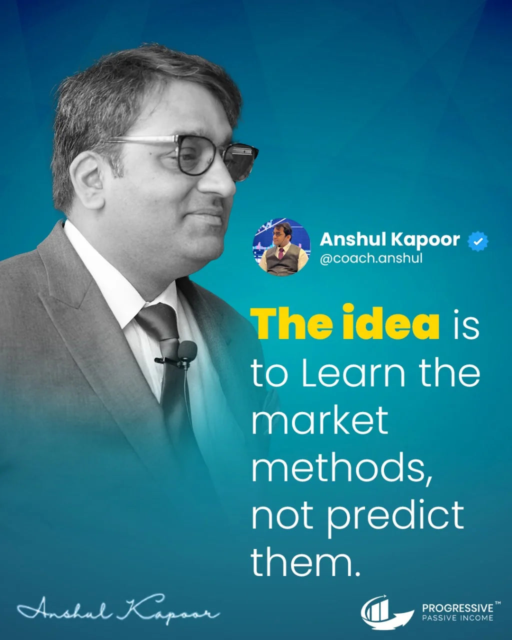 Social post: The idea is to learn the market methods, not predict them